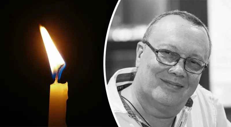 Володимир Комаров з «Маски-шоу» поруч із запаленою траурною свічкою