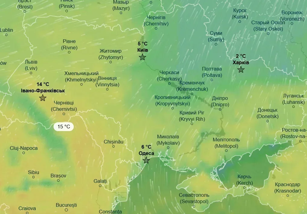 Прогноз погоди на тиждень в Україні: весняне тепло +8–15°C з дощами на сході та півдні