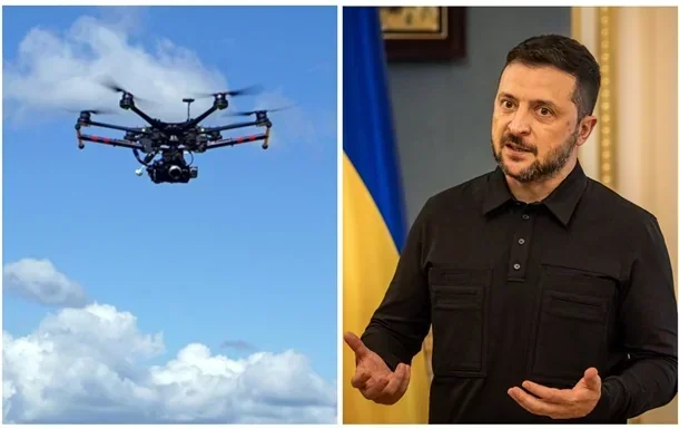 Володимир Зеленський та безпілотник на тлі планів РФ щодо БПЛА-станцій у Білорусі