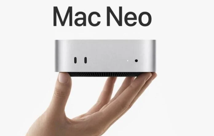 Apple Mac Neo – компактний сріблястий міні-компютер за $299 у руці