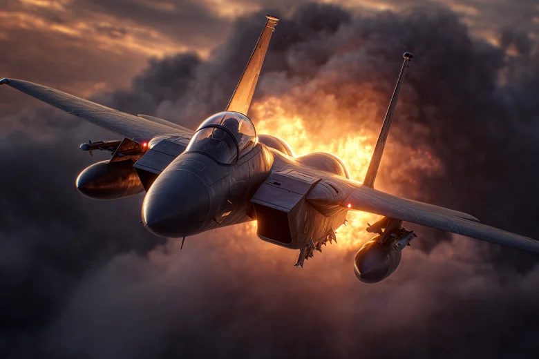 Иран сбил американский истребитель F-15: самолёт в пламени над облаками