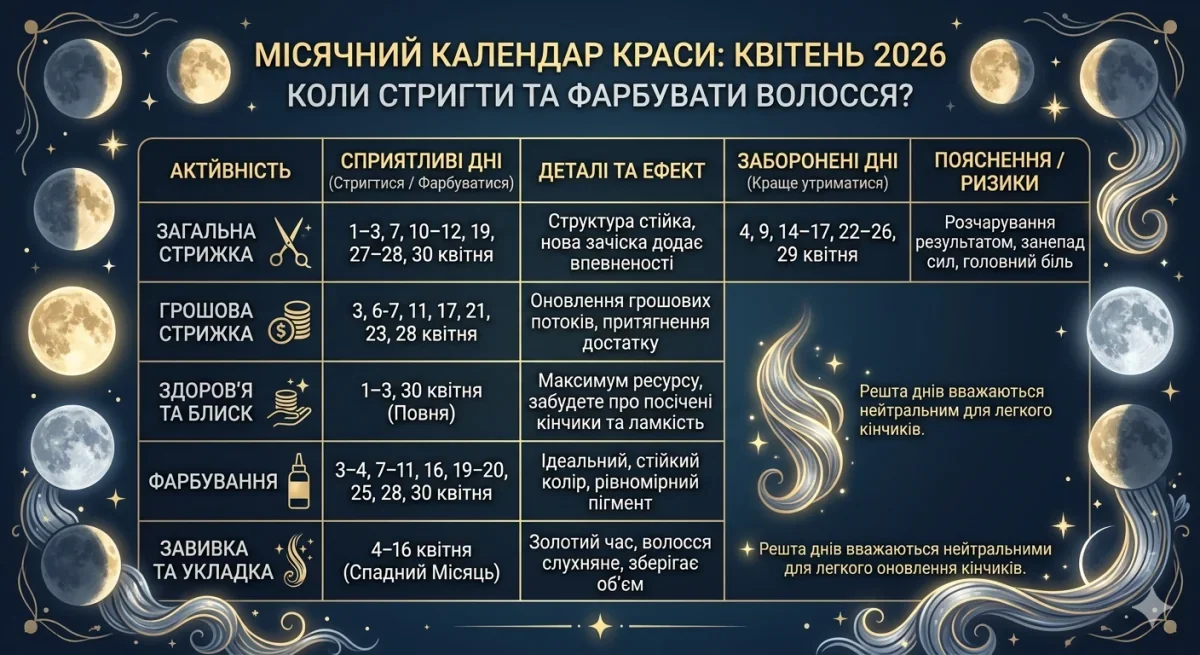 Лунный календарь апреля 2026: удачные дни для сделок и свиданий Лунный календарь апреля 2026: благоприятные дни для сделок, свиданий с фазами Луны