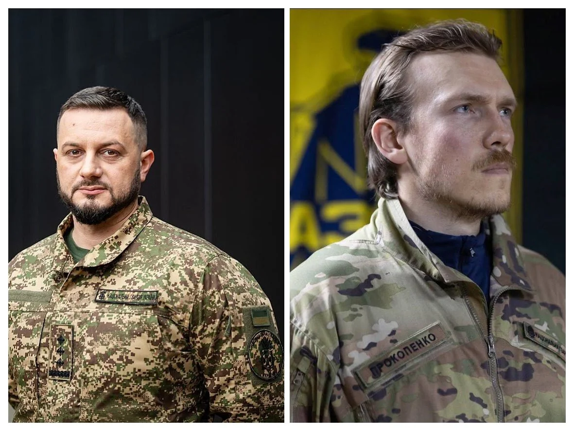Лідери корпусів Азов і Хартія у камуфляжній формі на фронті