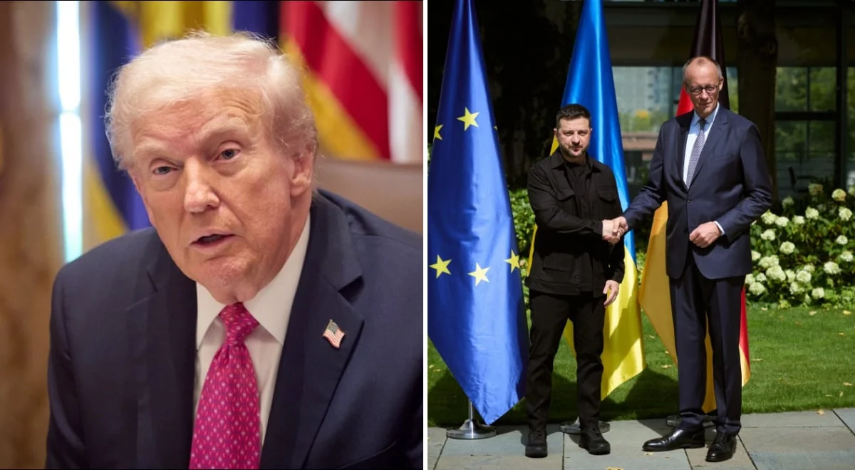 Дональд Трамп критикує Мерца щодо України, фото рукостискання Мерца з Зеленським перед прапорами ФРН та України