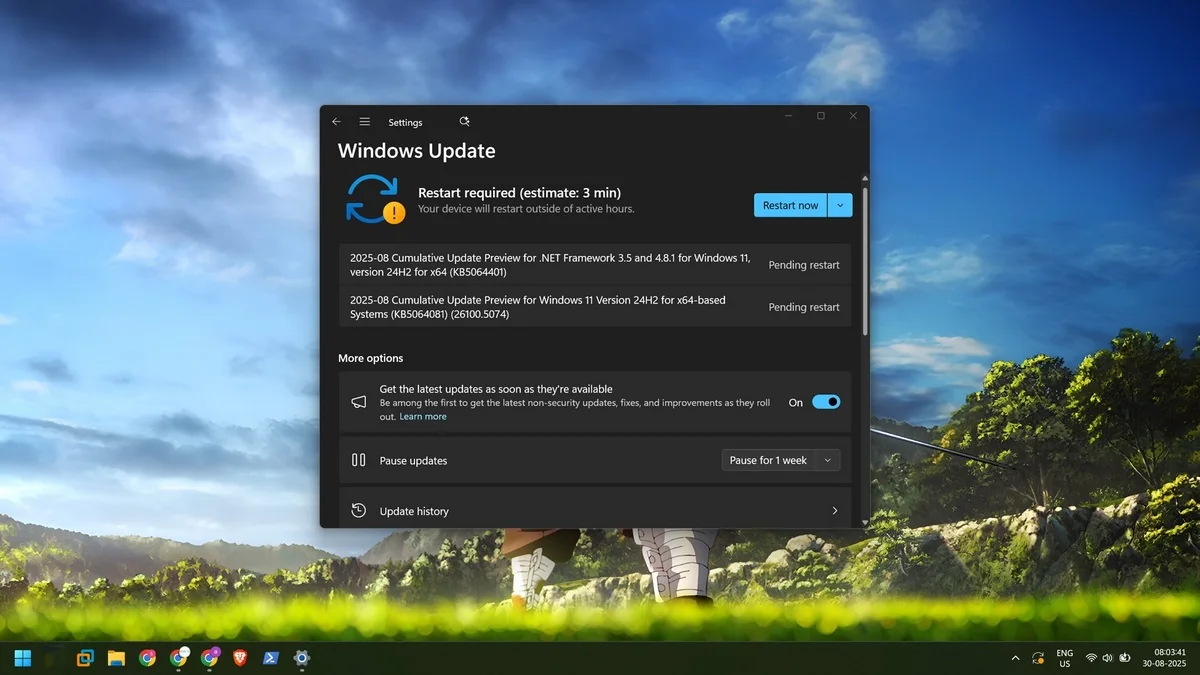 Windows Update у Windows 11 з опцією паузи оновлень на 1 тиждень
