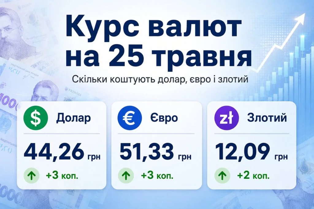 Курс долара, євро та злотого на 25 травня в гривнях