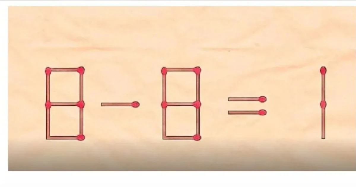 Головоломка з сірників: 8 + 1 – 2 = 7 після переміщення одного сірника з 0 + 1 + 2.