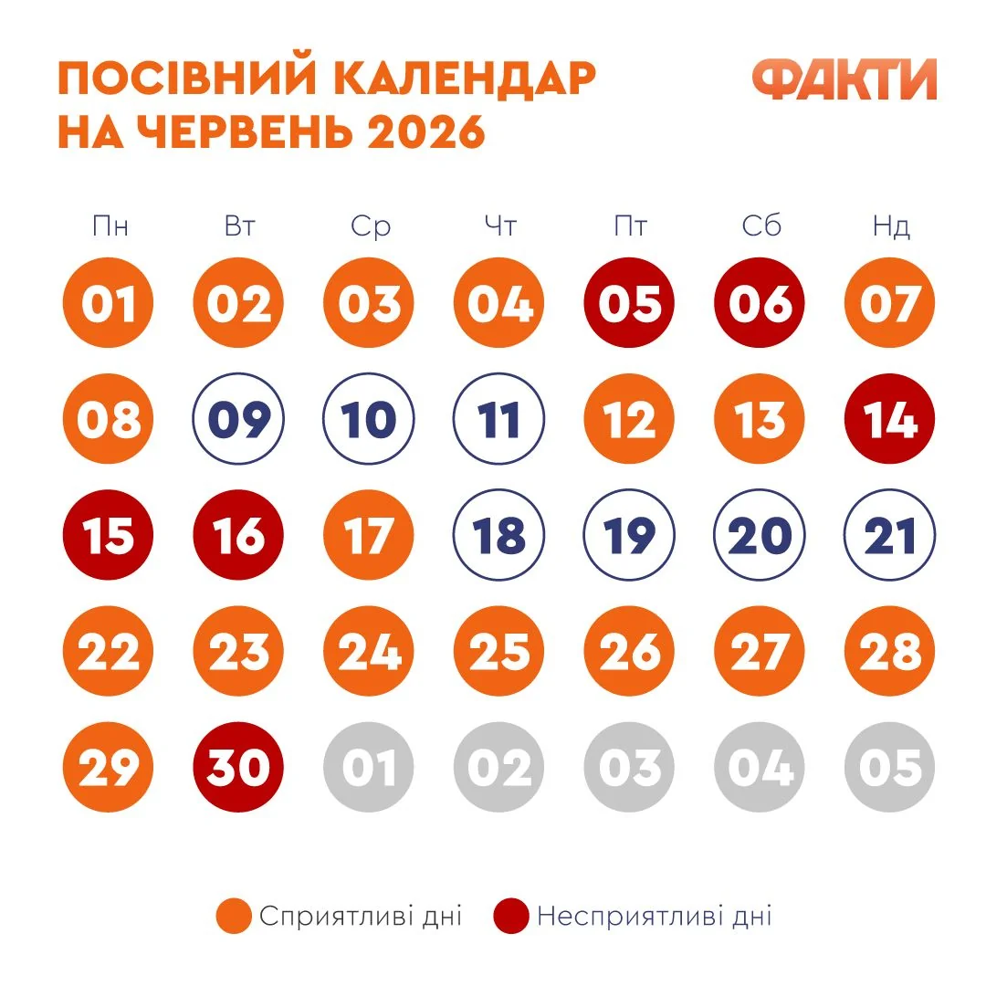 Посівний календар на червень 2026 зі сприятливими днями для посадки за місячними фазами