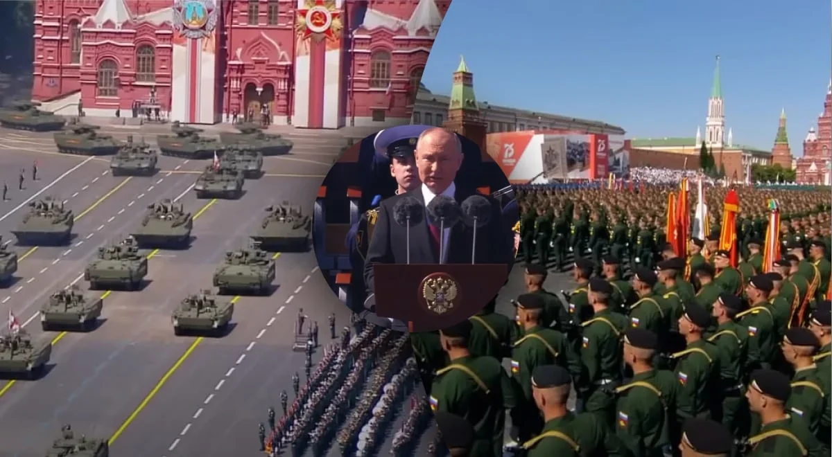 Контраст Параду Перемоги в Москві: пуста Червона площа проти параду з Путіним і танками