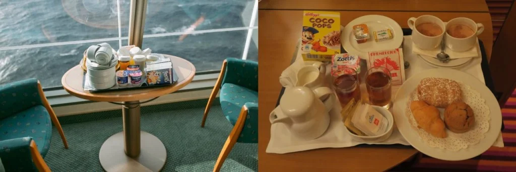 Сніданок та снеки на столі в каюті Costa Cruises