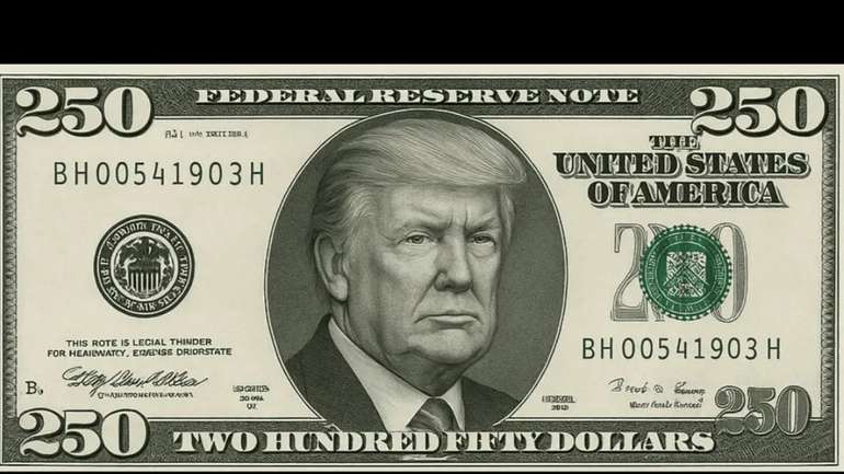 Макет банкноти 250 доларів із портретом Дональда Трампа
