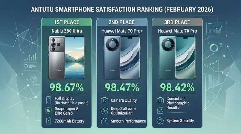 Топ-3 смартфонів AnTuTu за відгуками 2026: Nubia Z80 Ultra (1-е), Huawei Mate 70 Pro (2-3 місця)