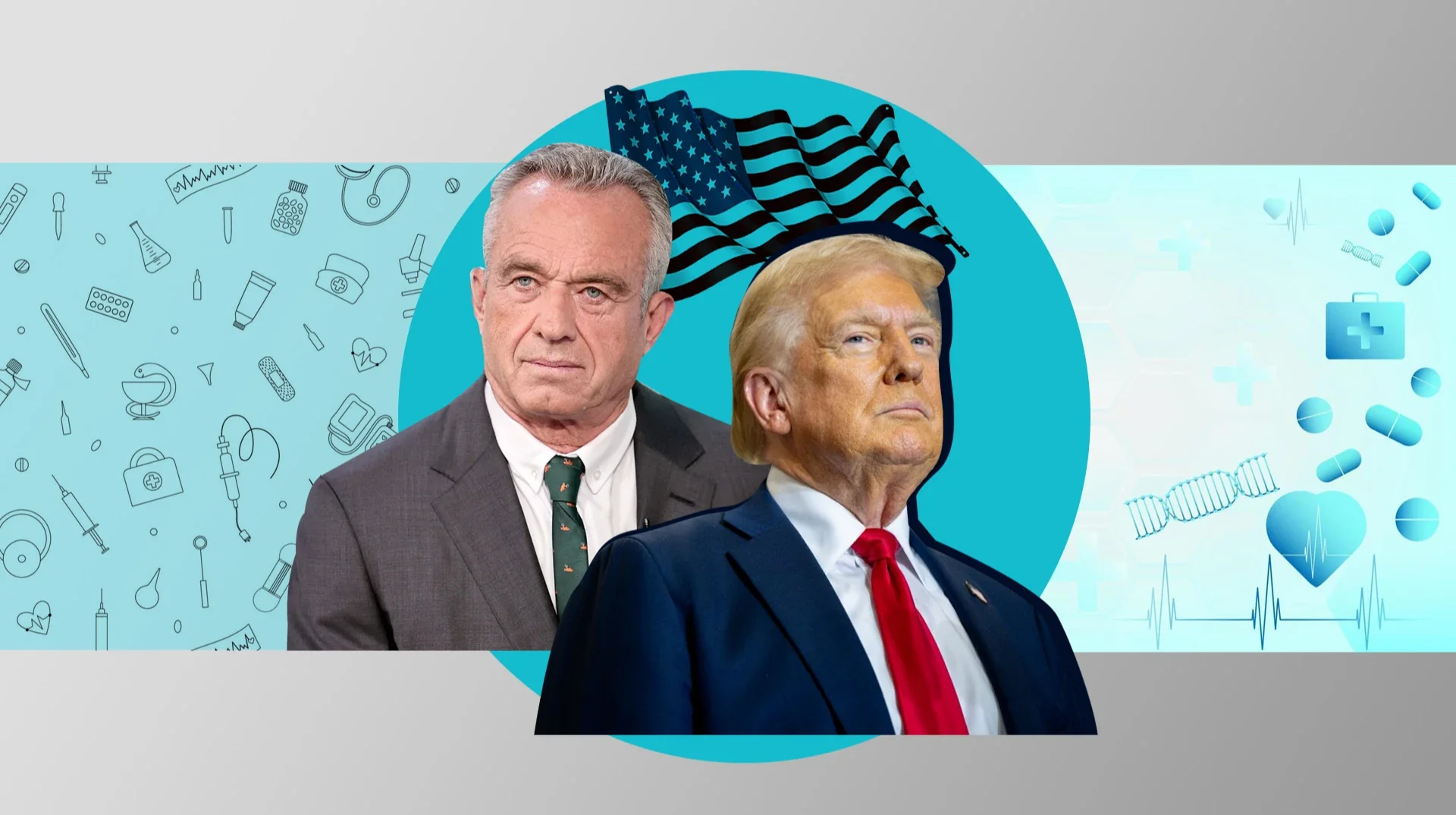 Трамп близок к ожирению: врач раскрыл детали обследования Дональд Трамп на фоне медицинских символов и флага США