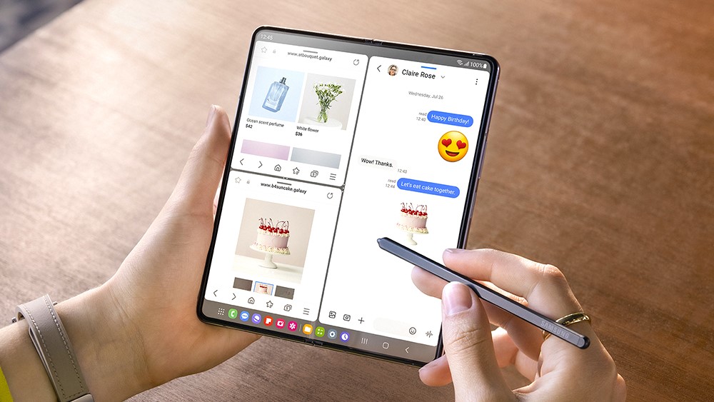 Samsung Galaxy Fold 7 в розкладеному вигляді з багатозадачністю