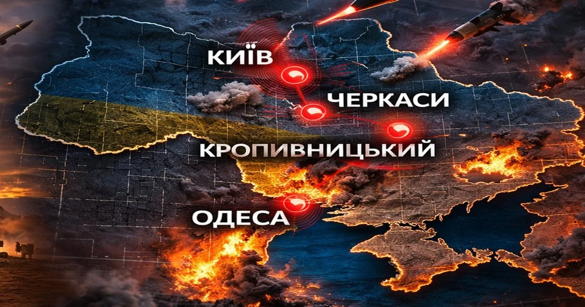 Мапа України під ракетними ударами РФ по Києву, Одесі та Черкасам