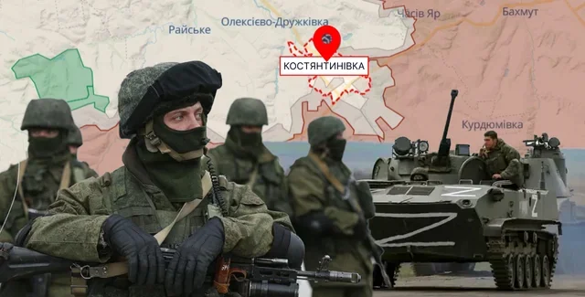 Військові та бронетехніка на мапі Костянтинівки на Донеччині