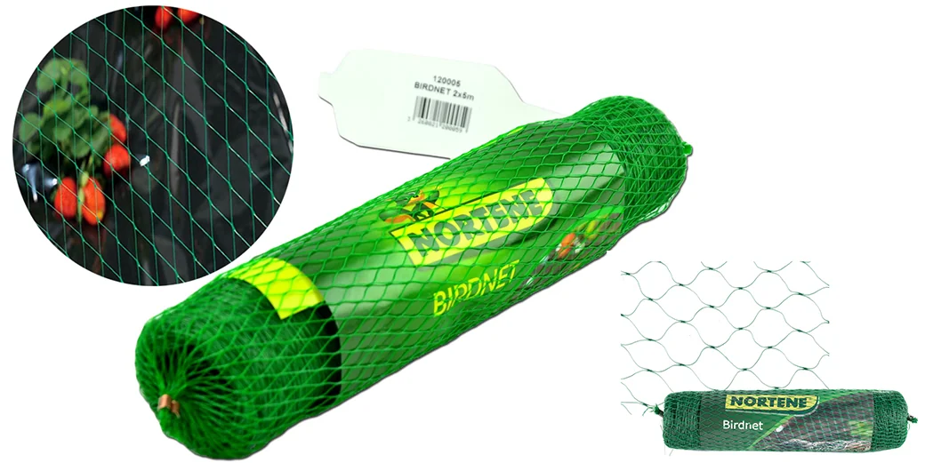Зелена сітка HORTENE Birdnet для захисту полуниці від птахів