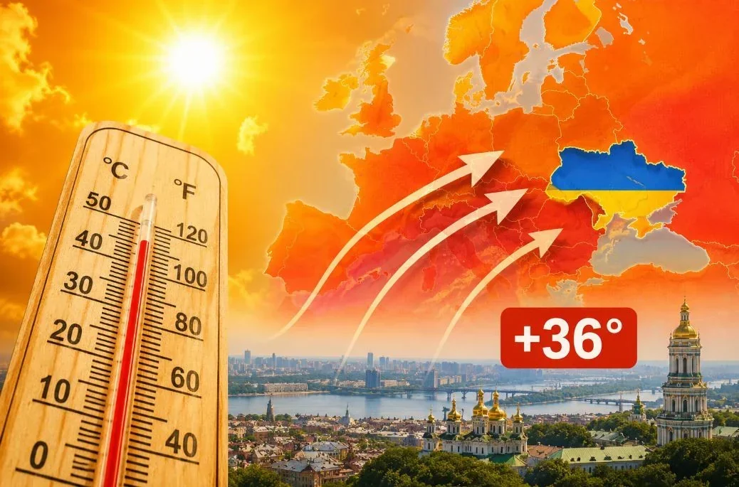 Спека в Україні: термометр показує +36° на мапі з Києвом