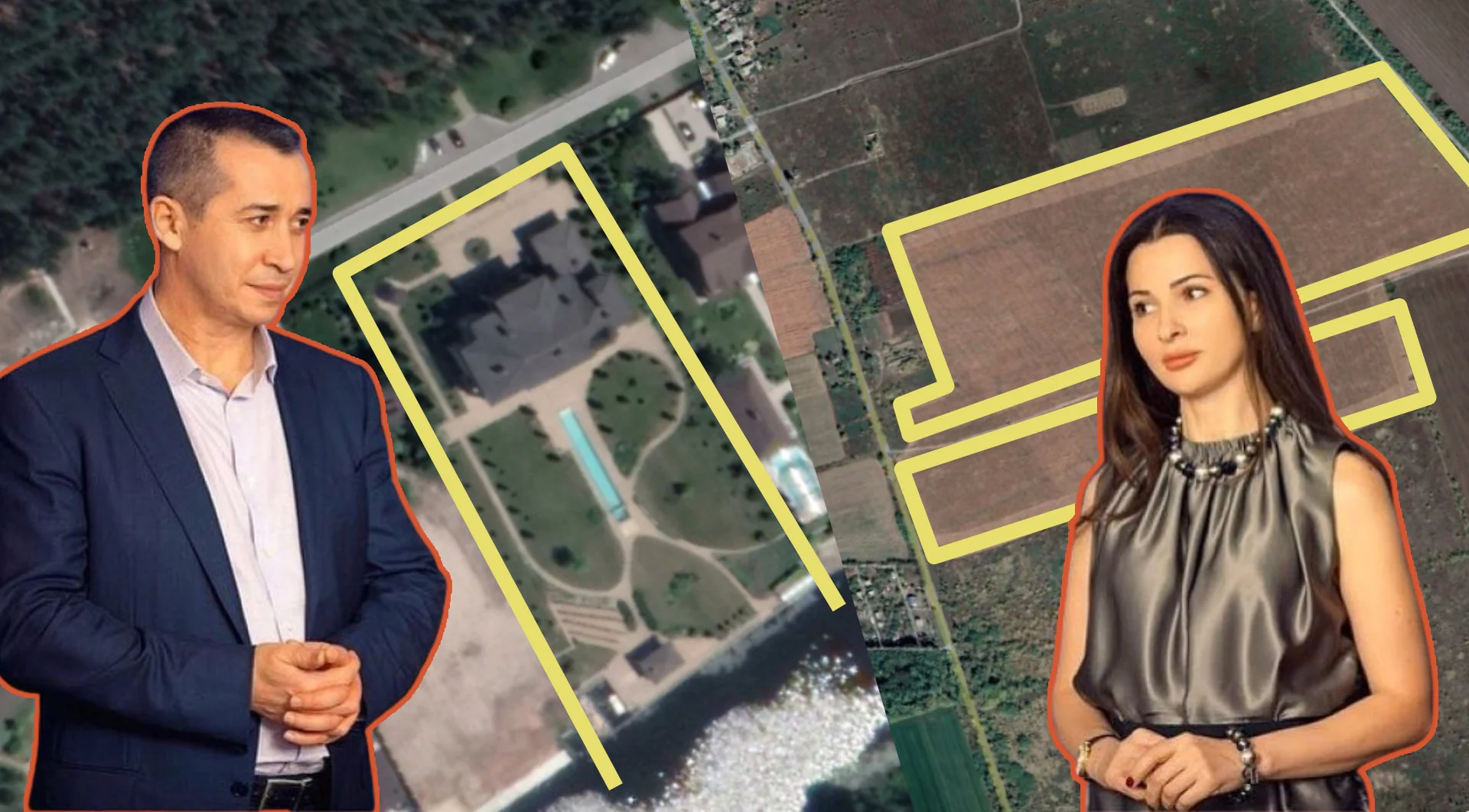 Захід Краснов та повязана з ним жінка на тлі позначених маєтків у Дніпрі