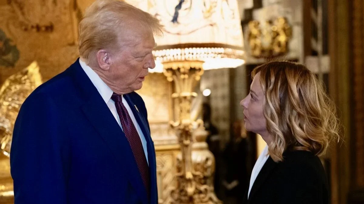 Дональд Трамп і Джорджія Мелоні під час зустрічі на саміті G7