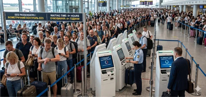 Черга пасажирів на EES-контролі в аеропорту ЄС з очікуванням понад 4 години