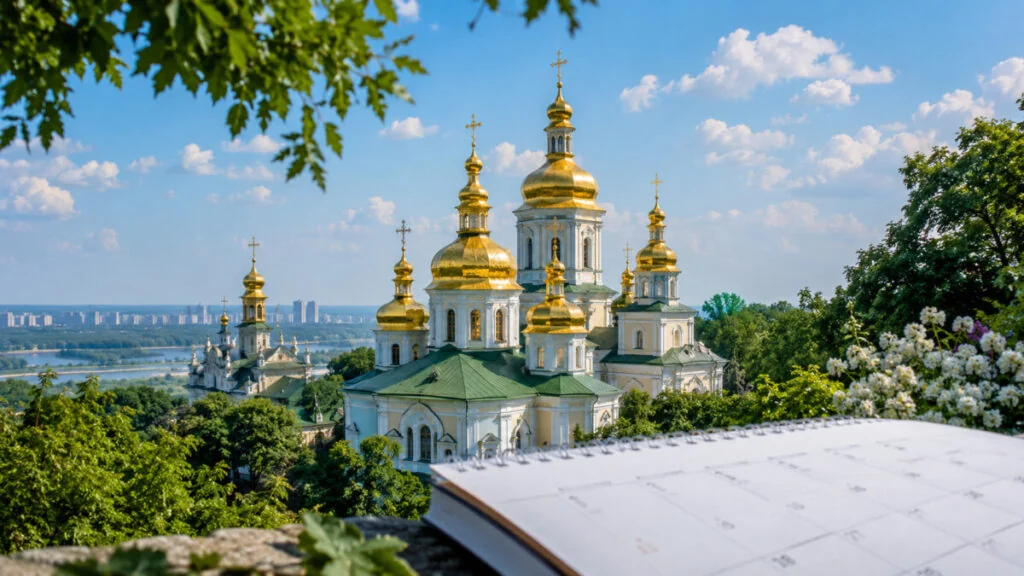 Календар вихідних липня на тлі Києво-Печерської лаври