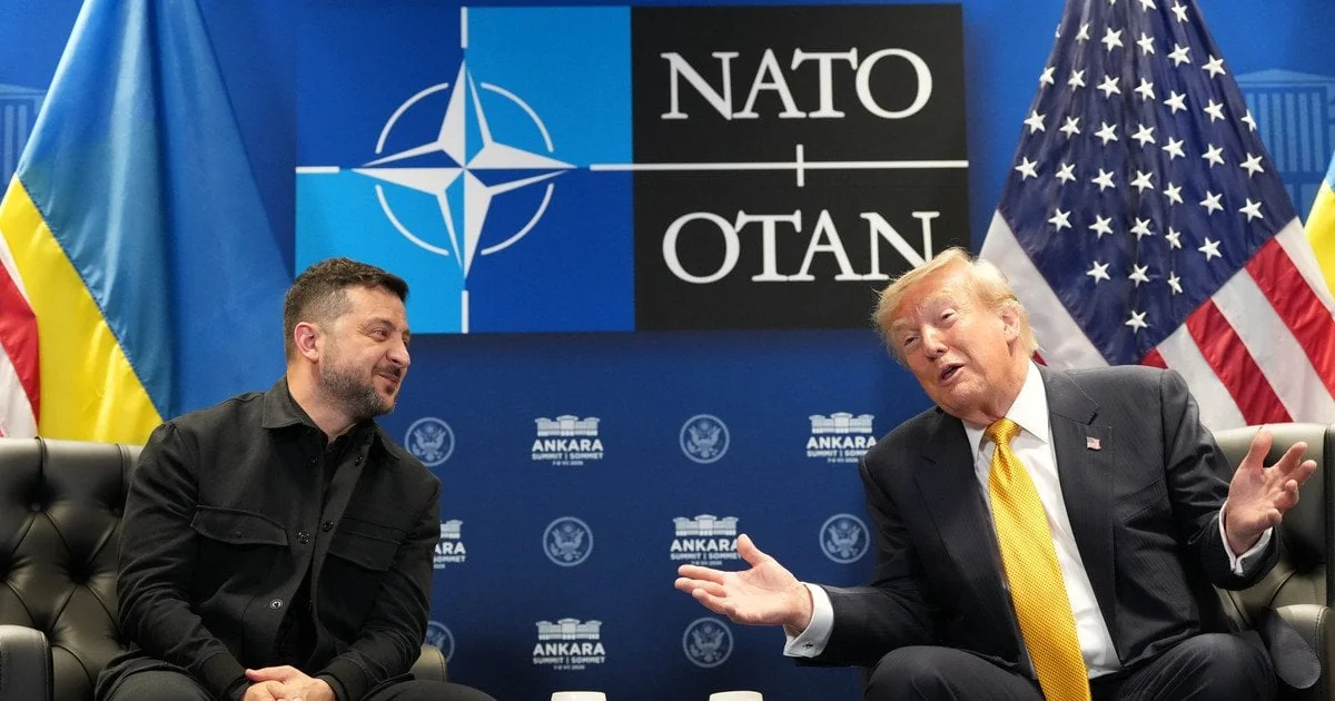 Трамп заявил об отсутствии дедлайна для окончания войны в Украине Дональд Трамп и Владимир Зеленский на саммите НАТО в Анкаре по поводу войны в Украине